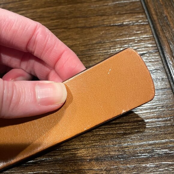 Madewell Women's Sz L Puffed-Buckle Leather Belt Desert Camel Brown NP333 - Picture 6 of 11